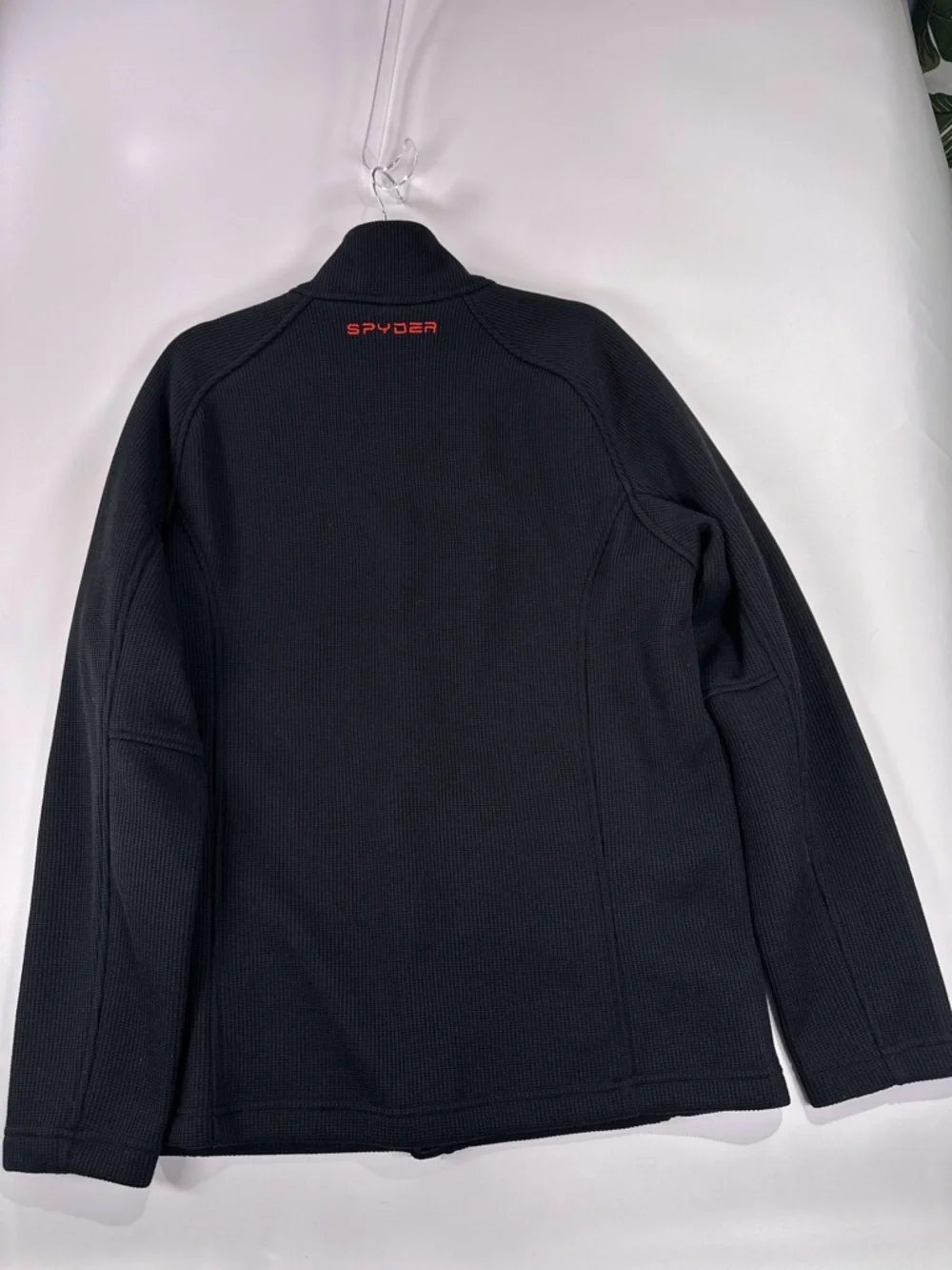 Spyder Men's Constant Full Zip Waffle Knit Sweater Jacket Black Red Large